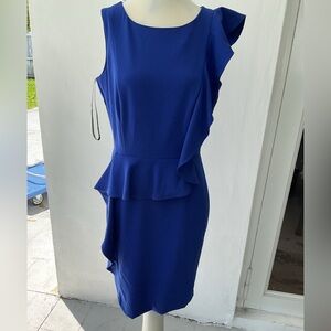 Calvin Klein dress blue Sheat with ruffle sleeves size 8